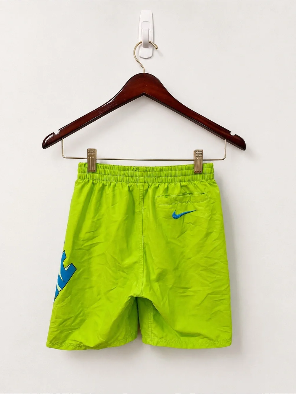 Nike Boys Neon Green Swim Trunks Big Logo Size Large